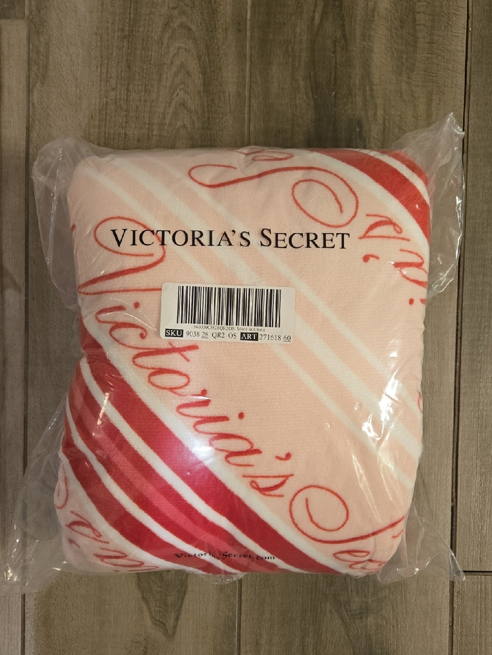 Victoria's Secret Pink and Red Branded Fleece Throw
